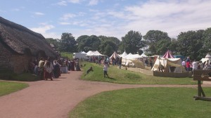 Various medieval re-enactment groups camping at Cosmeston.