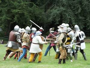 Garrison members taking part in a full-scale battle at a show